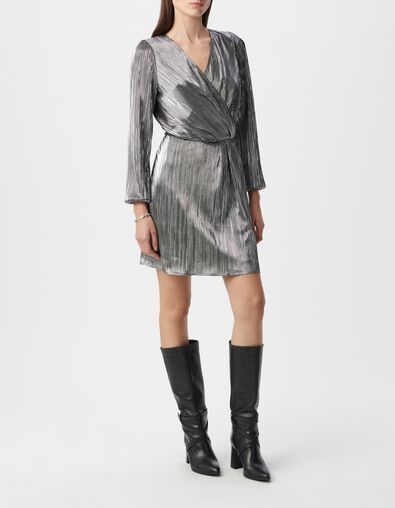 Robe noire métallisée plisssée Femme - IKKS