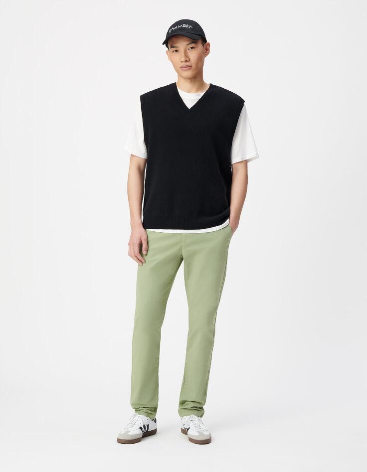 Men's green slim-fit chino pants-1