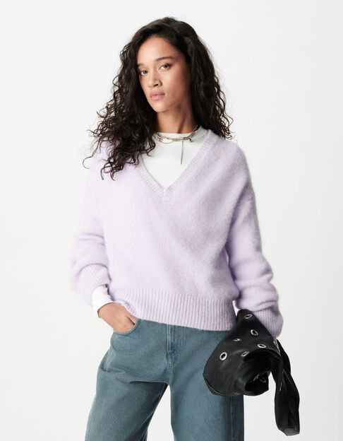 Lilac oversized V-neck sweater Woman - IKKS