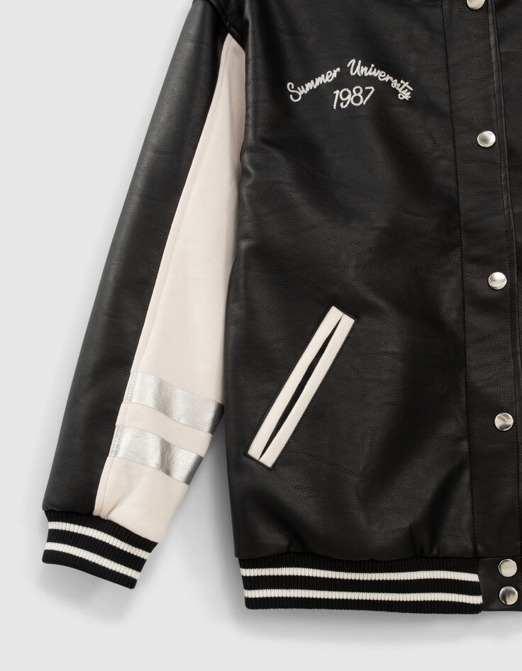 Blouson teddy noir et blanc bi-mati&egrave;re-2