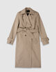 Trench largo camel pata de gallo mujer-6