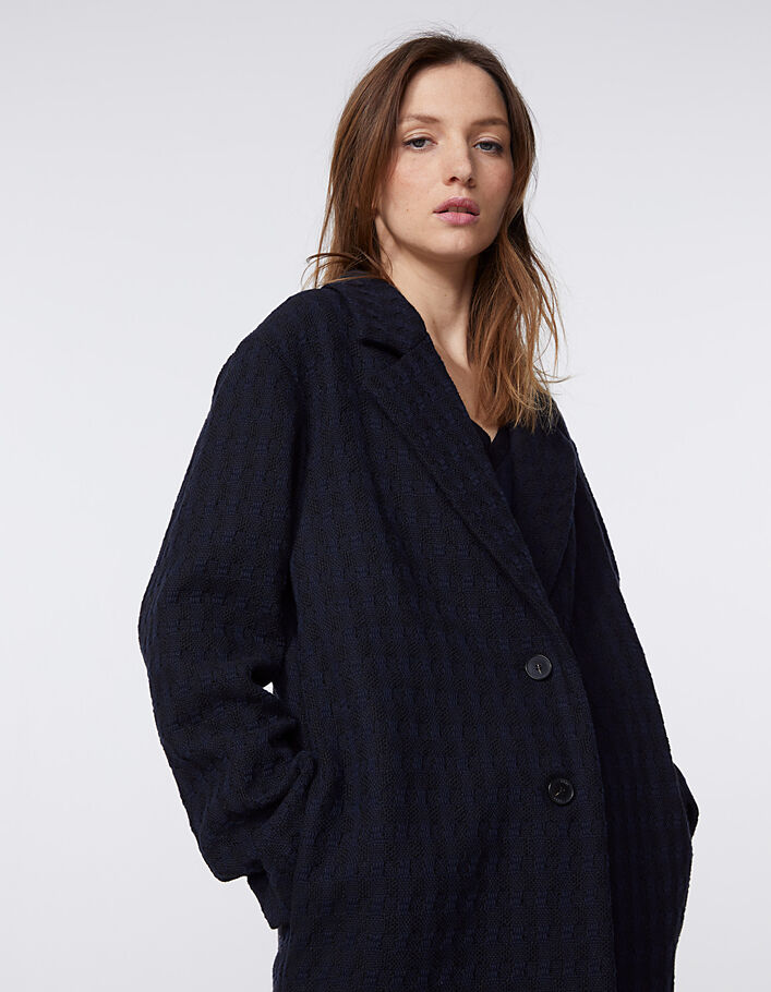 Women’s mid-length Jacquard check cotton-rich coat - IKKS