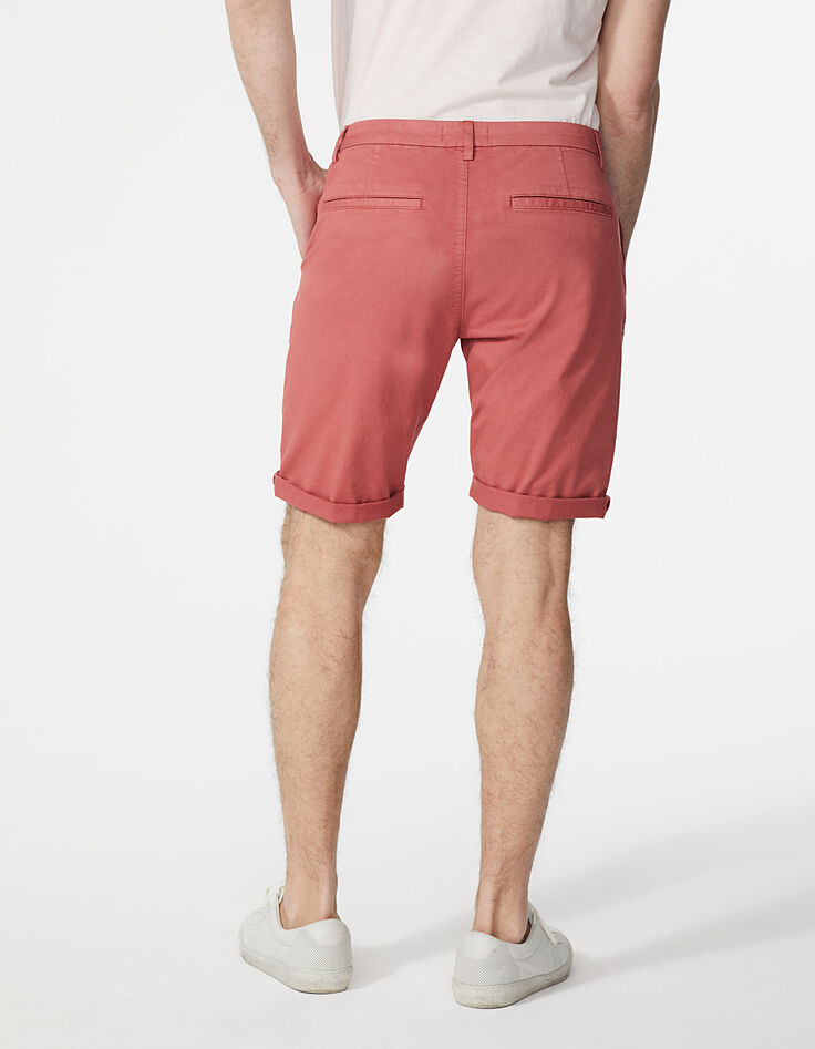 Men's Indian pink SLIM chino Bermudas-3 Men's Indian pink SLIM chino Bermudas-3