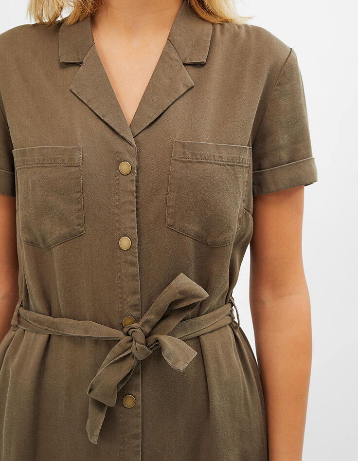 I.Code khaki mid-length safari dress-5