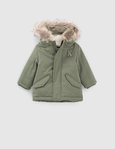 Parka caqui claro forrada con capucha bebé niño  - IKKS