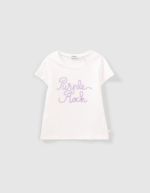 Cremeweißes Mädchen-T-Shirt mit Stickerei