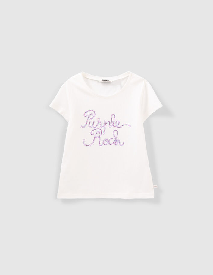 Cremeweißes Mädchen-T-Shirt mit Stickerei - IKKS