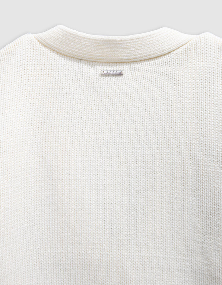 Cardigan écru tricot ajouré fille-6