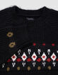 Girls’ black jacquard knit winter sweater with diamanté-3