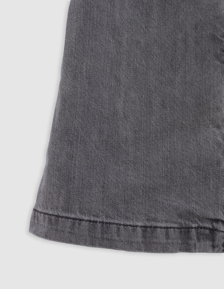 Robe en jean gris coton bio ceinture imprimée fille-6