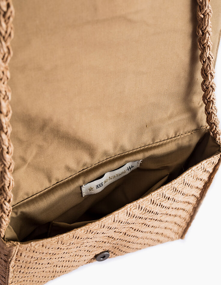 Sac pochette jaune claire façon paille fille-4