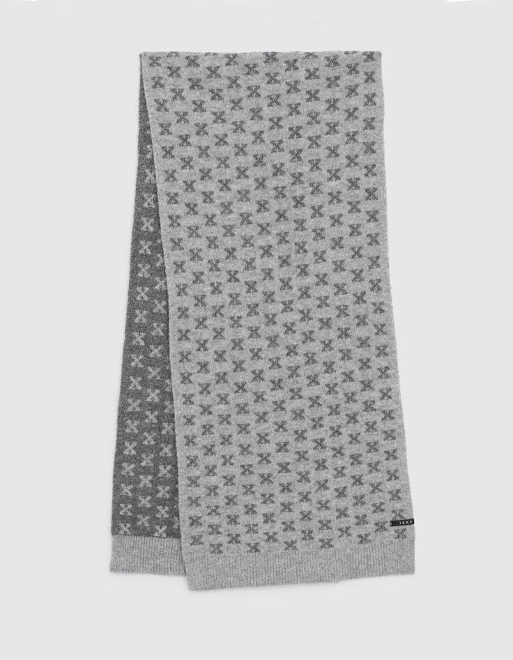 Echarpe en maille tricot logo IKKS gris femme-4