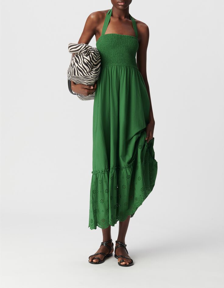 Strapless jurk met gesmokte rug Dames-1