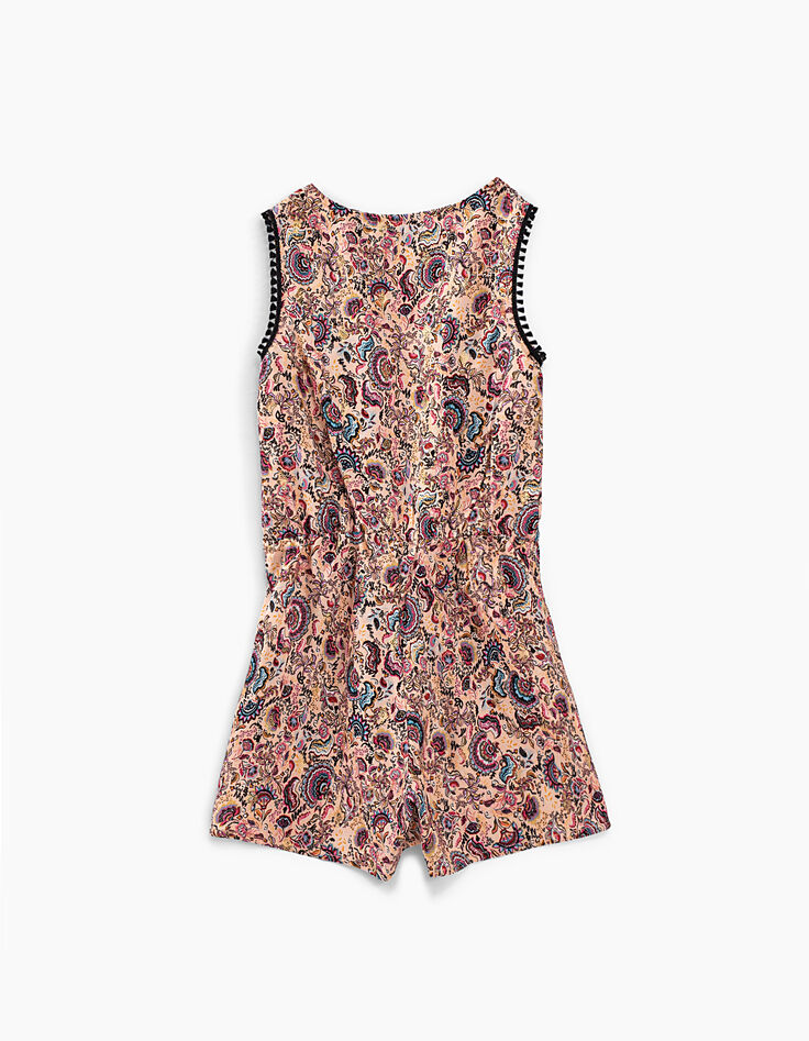 Combi short rose poudré imprimé cachemire fille-4 Combi short rose poudré imprimé cachemire fille-4