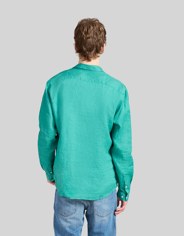 Men’s petrol pure linen SLIM shirt-4