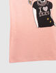 Mädchen-T-Shirt aus Biobaumwolle, Leo-Rock-Motiv, Peach-3