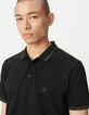 Polo manga corta negro punto piqué hombre-4