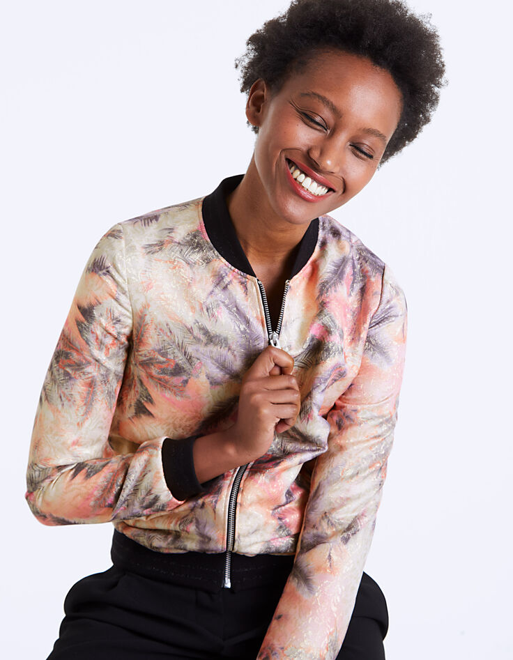 Women’s metallic palm print bomber jacket-1