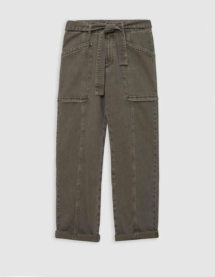 Vaqueros Battle Caqui Desgastados Mujer-6