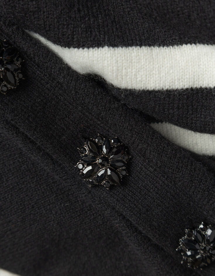 Matrozentrui zwart-ecru 100% wol knopen schouder Dames-7