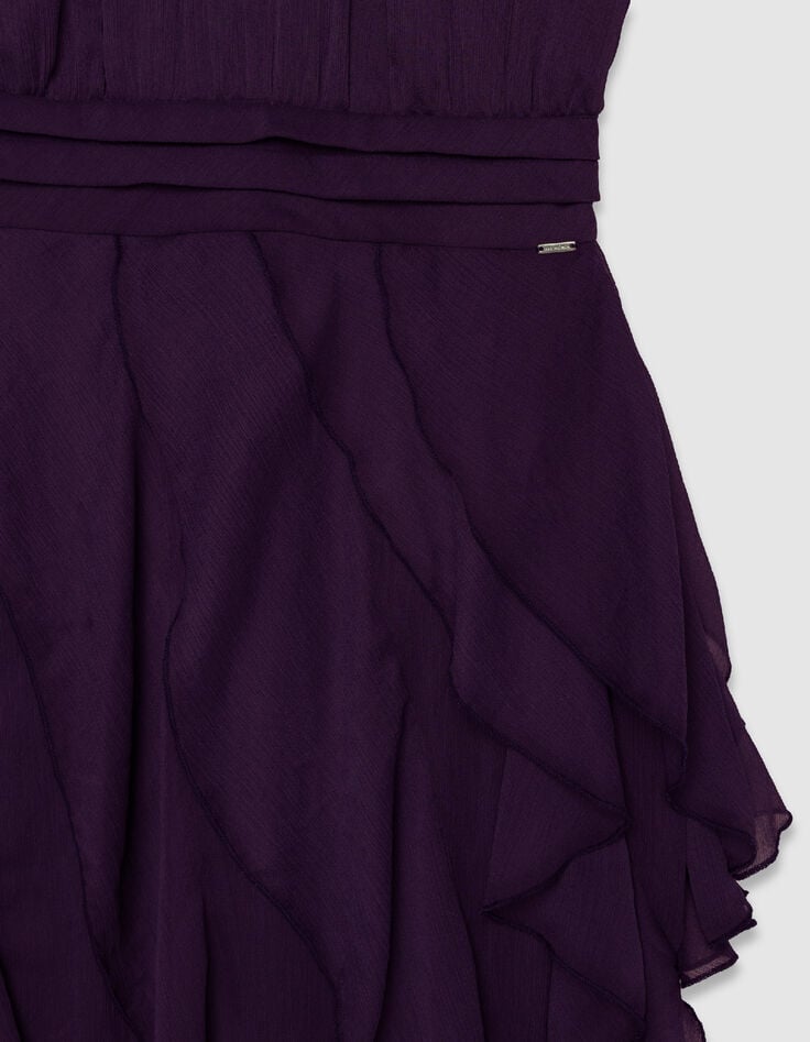 Velvety burgundy long dress with ruffles Women-4