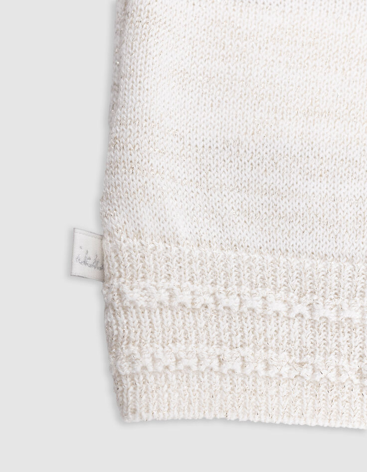 Cardigan ecru knit lurex openwork baby girl-5