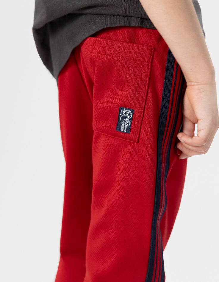 Boys’ red joggers with navy stripes-2 Boys’ red joggers with navy stripes-2