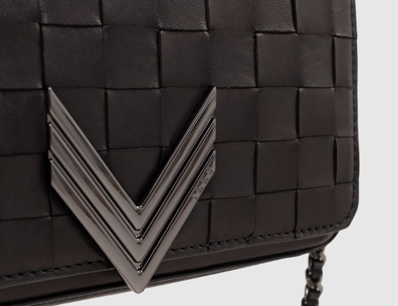 Bolso 111 TORINO cuero negro trenzado damero mujer - IKKS-2