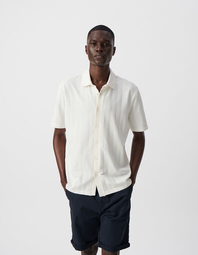 Camisa SLIM blanco roto punto rayas hombre - IKKS