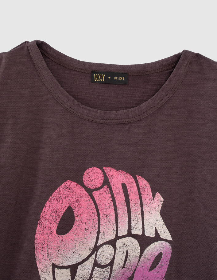 Girls’ grey vintage-vibe slogan organic T-shirt - IKKS