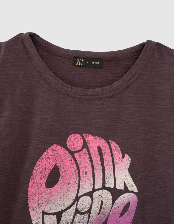 Graues Mädchen-T-Shirt mit Vintage-Schriftzug-3