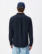 Herren slim navy seersucker DRY FAST Hemd-3
