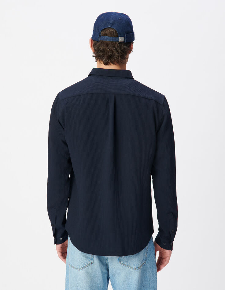 Herren slim navy seersucker DRY FAST Hemd-3