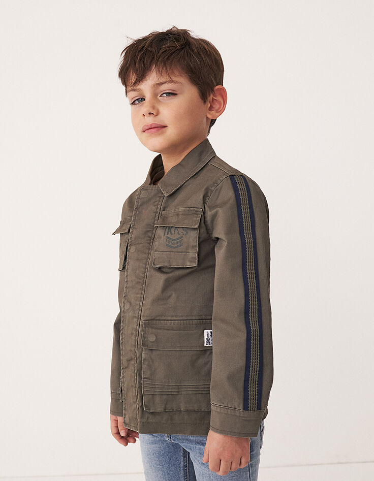 Boys’ bronze safari jacket with embroidery on back-1