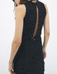 Vestido negro ganchillo forro aberturas laterales mujer-2