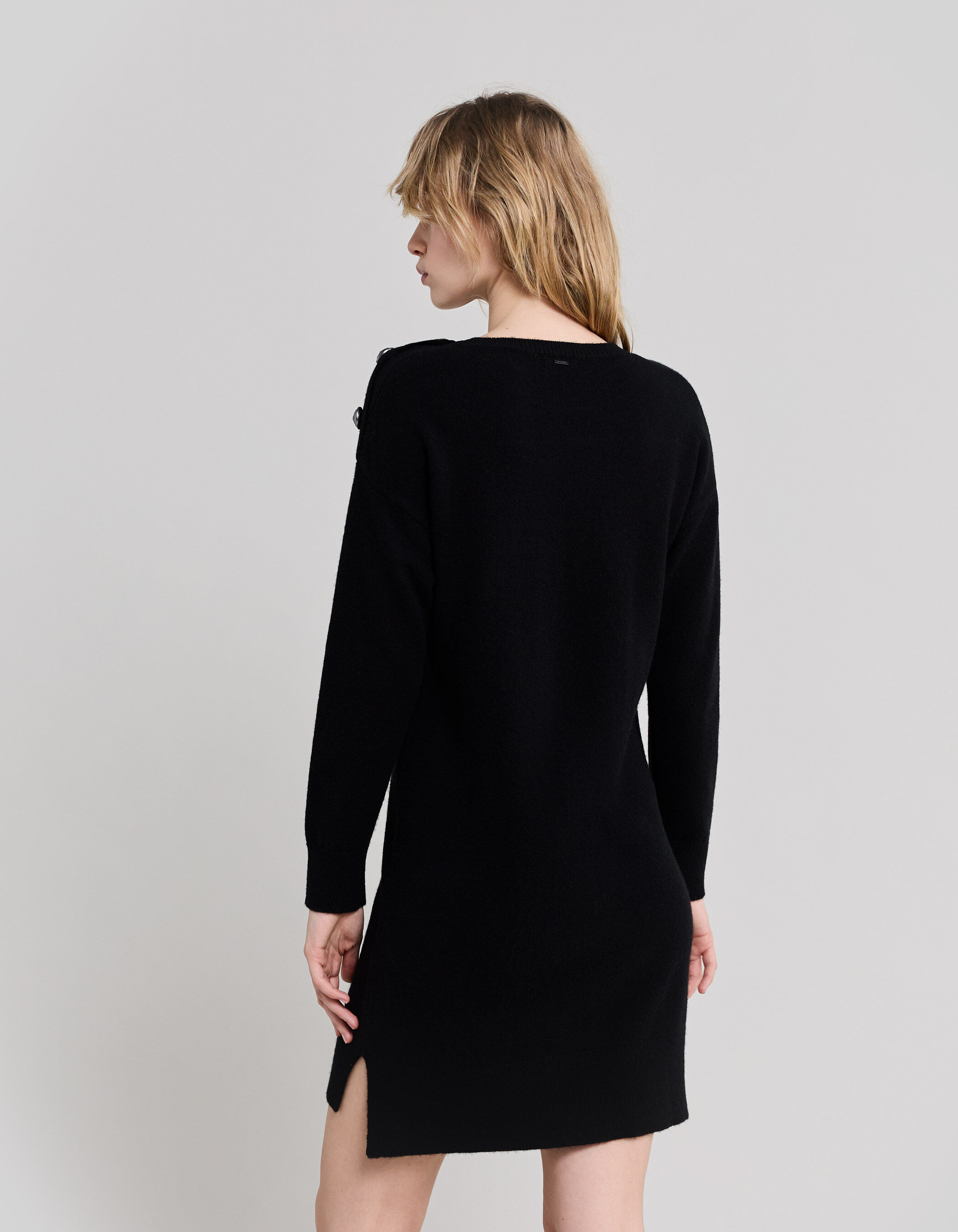 Women s black lightning heart visual knit sweater dress IKKS