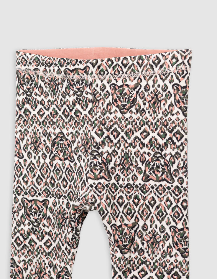Leggings réversible ethnique graphique et vert bébé fille-4