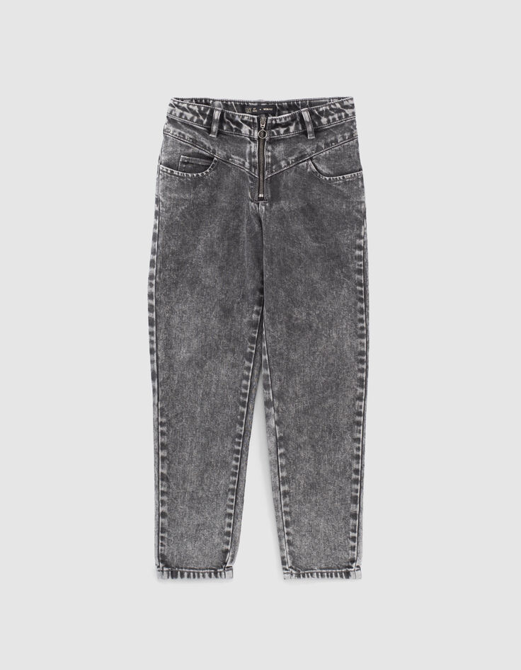 Light grey mom jeans rits en studs meisjes-1