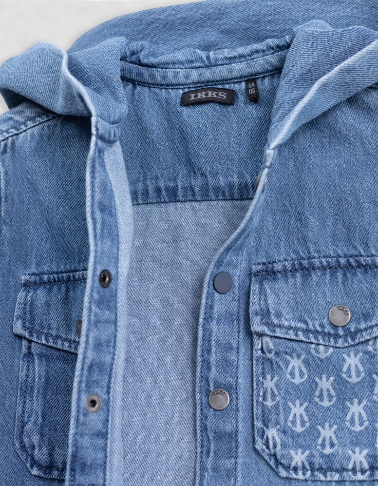 Blauw jeanshemd Waterless met kap jongens-6