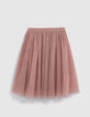 Falda midi de tul rosa de niña-3