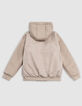 Chaqueta beige de dos capas con capucha para niño-3