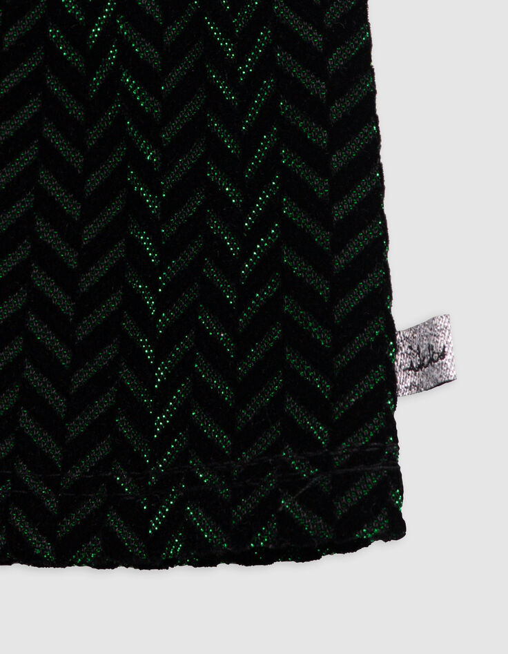 Girl's black velvet herringbone pattern lurex dress-3 Girl's black velvet herringbone pattern lurex dress-3