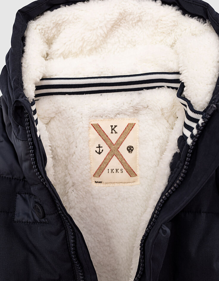 Parka navy à capuche garnissage recyclé bébé garçon -4