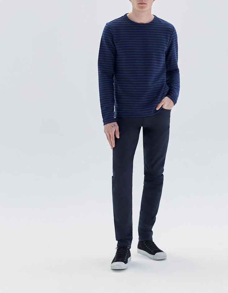 Men's navy t-shirt with blue stripes-7