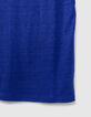 Tee-shirt bleu en maille de lin foil Femme-3