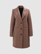 Manteau long rouge motif pied-de-poule Femme-5