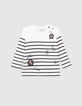 Marinière écrue coton bio avec badges bébé garçon -1