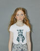 T-shirt blanc cassé à visuel raton-laveur fille-2
