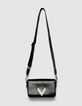 Le 111 ROCK noir cuir glacé double anse clous Femme-2
