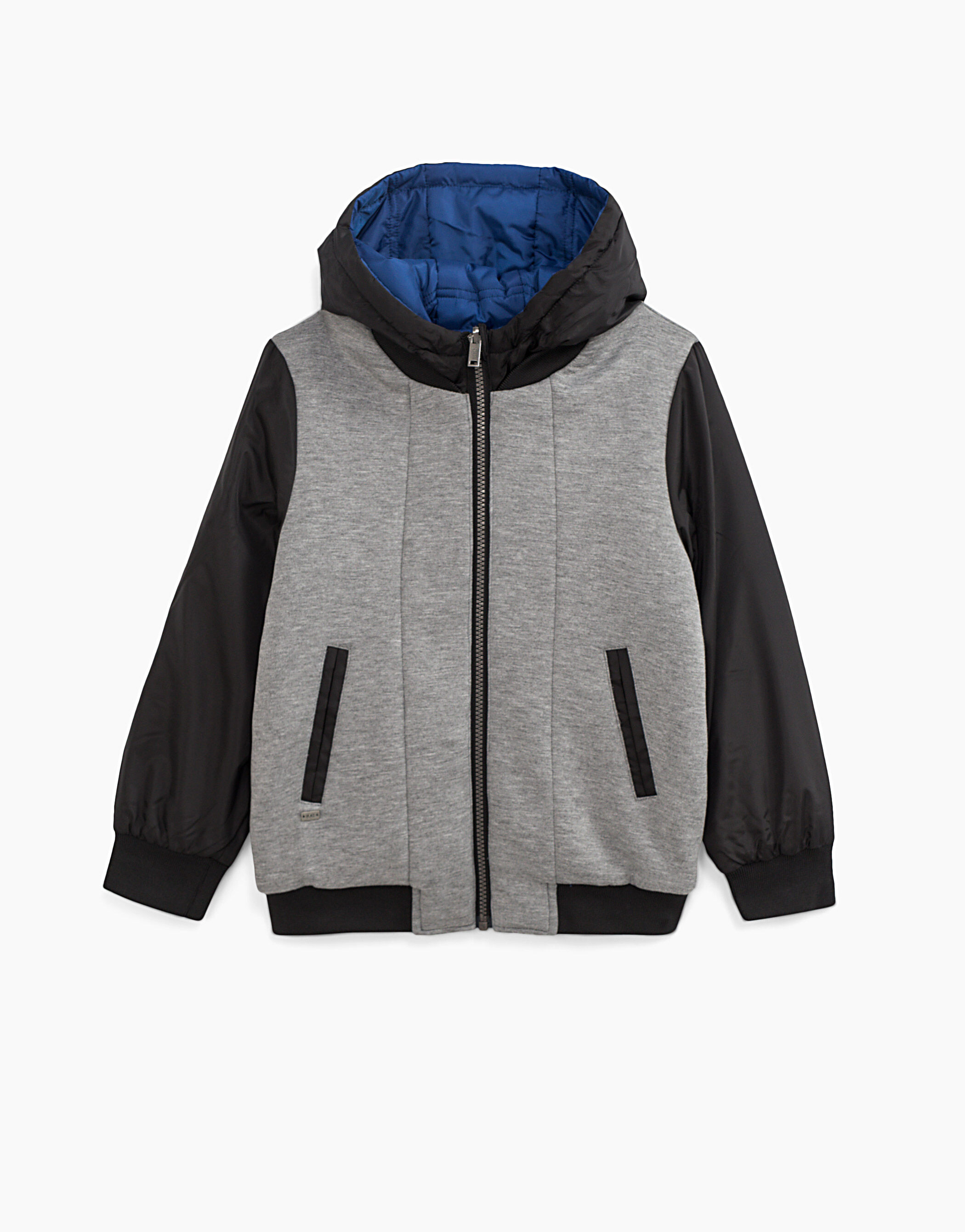Blouson reversible gris fonce et bleu garcon